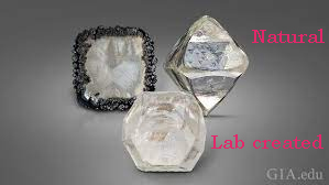 Lab-created rough diamond VS natural one